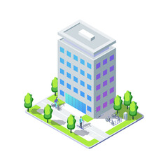 Poster - Cartoon Color Bicycle and Scooter Electric City Transportation Concept 3d Isometric View. Vector illustration of Rental Service