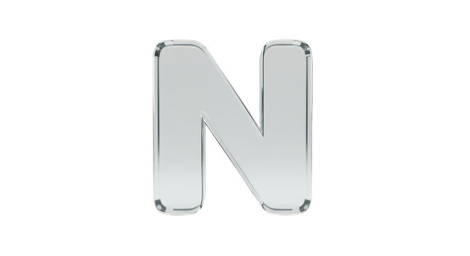 Silver Metallic Letter N Alphabet Font Typography Illustration