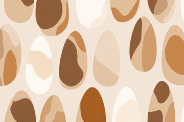 Aufkleber - Abstract soft oval shapes resembling egg silhouette in neutral brown beige cream tones, seamless pattern for modern background, calm and minimalistic design