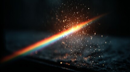 Fototapete - A vibrant rainbow effect with water droplets and light.