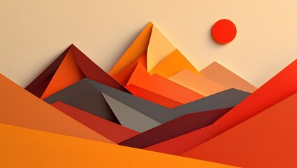 Poster - Download abstract paper cut mountain landscape wallpaper background illustration hd