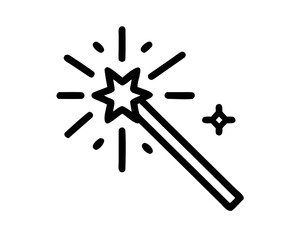 Aufkleber - Simple black silhouette of a magic wand with sparkling stars illustration