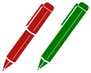 Poster - Vector illustration of red and green markers with transparency design element
