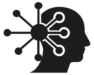 Aufkleber - Silhouette of a human head profile with connected radiating shapes representing ideas