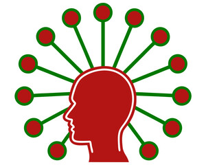 Poster - Abstract human head concept representing thought processes or connections on black