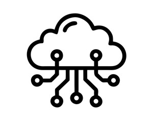 Aufkleber - Clean black silhouette design of a cloud shape with integrated digital connections