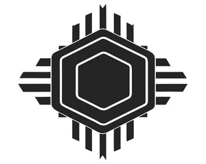 Aufkleber - Sleek geometric silhouette of a central process representing data processing and information