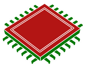 Aufkleber - Vector illustration of a red and green computer microchip with detailed design