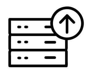 Aufkleber - Stylized black silhouette server tower with upload arrow for data transfer illustration