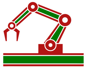 Aufkleber - Geometric robotic arm illustration featuring red and green colors for design projects