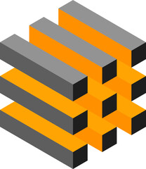 Poster - Abstract isometric design.  Gray and orange blocks create a dynamic, modern composition, perfect for tech, construction, or growth concepts.