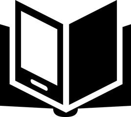 Poster - Minimalist icon of an open book with a screen inside. Symbolizes digital learning, ebooks, or the fusion of technology and traditional knowledge. Use for educational platforms, apps.