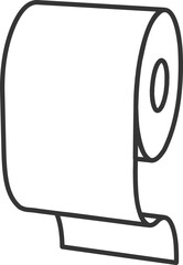 Poster - Simple line art illustration of a toilet paper roll.  Perfect for minimalist designs, hygiene concepts, or resource management metaphors. Use in websites, apps, infographics, or brochures.