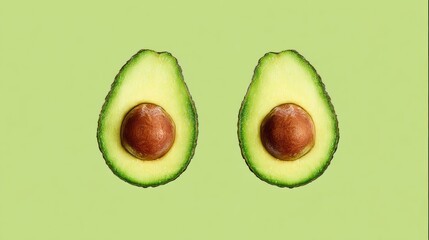 Poster - Conceptual Design Featuring Mirrored Avocado Halves on a Clean Pastel Background