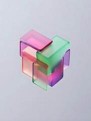 Poster - Colorful abstract glass cube design translucent blocks artistic background render art