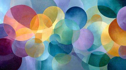 Poster - Abstract Pastel Circles Overlapping Canvas