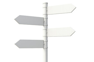 Poster - Blank directional signpost featuring four arrows pointing cardinal directions, offering customizable design space on transparent background for creative messaging