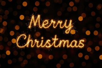 Poster - Festive holiday message with shimmering lights and fireworks against a blurred background
