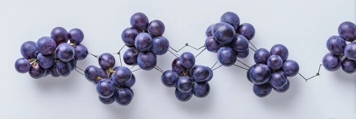Poster - Clustered Grapes Resembling Molecular Formations on a Soft White Backdrop in a Clean Layout