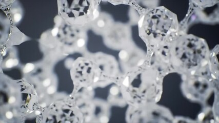 Poster - Abstract Interconnected Clear Crystal Spheres with Faceted Surfaces and Dark Blurred Backdrop Close Up Optimized for