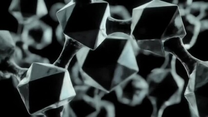 Poster - Abstract Molecular Structure Featuring Geometric Shapes Connected on Dark Background Ideal for Science and Technology