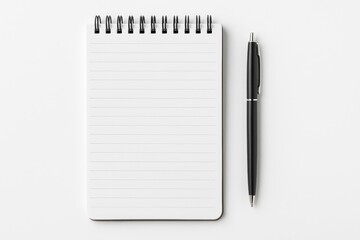 Poster - Stationery Set with Notepad and Pen on Plain White Surface