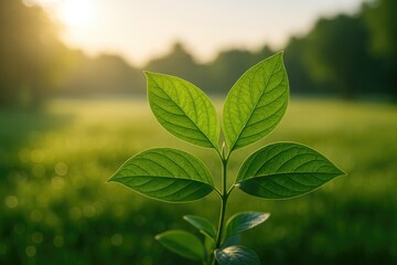 Poster - Morning sunlight illuminating plant foliage captured in a photograph