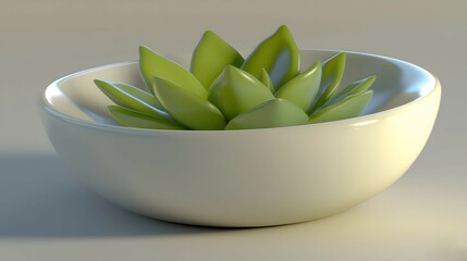 Wall Mural - a succulent plant in a white bowl, lit by a soft light