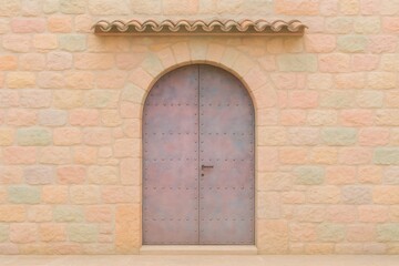 Poster - Unique stone wall and iron door design with pastel tones and abstract backgrounds