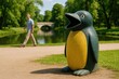 © The 2R Artificiality - Penguin-inspired waste bin situated in a recreational area