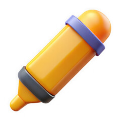 Aufkleber - Stylized 3d yellow marker pen with purple and gray accents isolated on transparent background