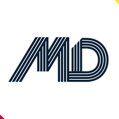 Poster - Parallel line monogram initial logo, combination of letter M and D. Best for name abbreviation.