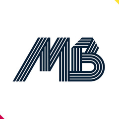 Poster - Parallel line monogram initial logo, combination of letter M and B. Best for name abbreviation.