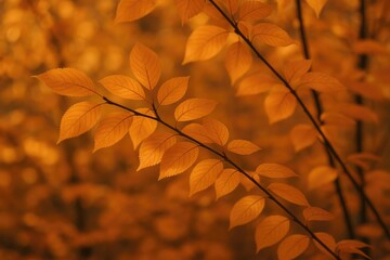 Poster - Vibrant fall leaves on a branch showcasing natural beauty
