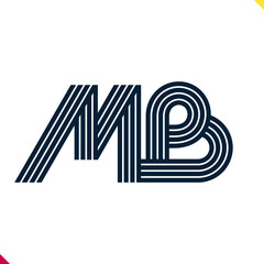 Poster - Parallel line monogram initial logo, combination of letter M and B. Best for name abbreviation.