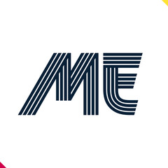 Poster - Parallel line monogram initial logo, combination of letter M and E. Best for name abbreviation.