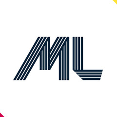 Poster - Parallel line monogram initial logo, combination of letter M and L. Best for name abbreviation.