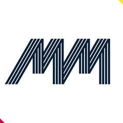 Poster - Parallel line monogram initial logo, combination of letter M and M. Best for name abbreviation.