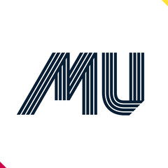 Poster - Parallel line monogram initial logo, combination of letter M and U. Best for name abbreviation.