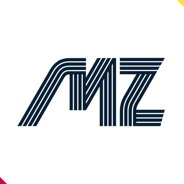 Parallel line monogram initial logo, combination of letter M and Z. Best for name abbreviation.