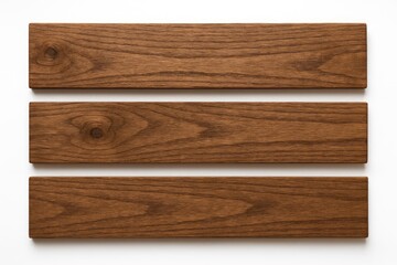 Poster - Three wooden planks isolated on a white background for design purposes