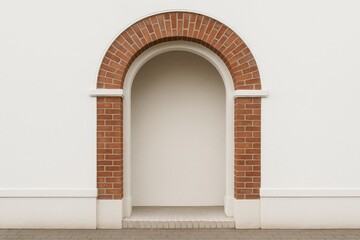 Poster - The white structure features a brick arch with a curved top and white edging