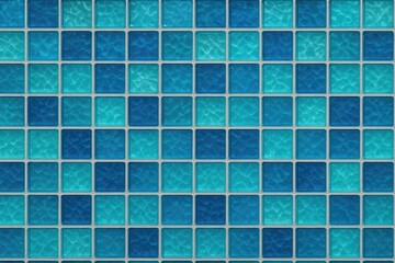 Poster - Blue and aqua tiled glass backdrop with a vibrant pattern