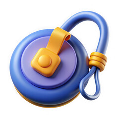 Aufkleber - Stylized 3d illustration of a blue and purple abstract shape with yellow accents isolated on transparent background