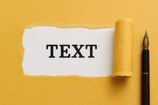 Text on white paper beside ripped yellow sheet