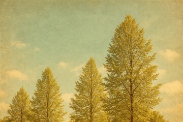Poster - Vintage-style trees silhouetted against a sky backdrop