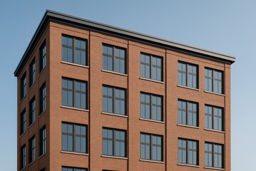 Poster - High-rise structure featuring brick exterior, multiple windows, and metal framework