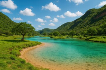 Wall Mural - Discover the stunning natural beauty of a scenic valley renowned for its breathtaking landscapes