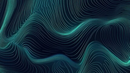 Poster - Abstract design with teal lines on a dark background.