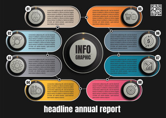 Wall Mural - Professional 8 step infographic for business timelines and workflows. Editable vector layout for presentations and reporting. Easy to customize. Not AI-generated.